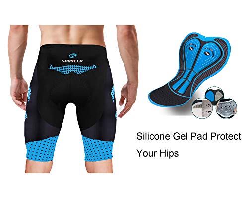 Sponeed Men's Cycling Shorts Padded Compresson Biking Short Road Pants Cycle Underwear 4D Gel Tights Us Xxl Blue #TOP4