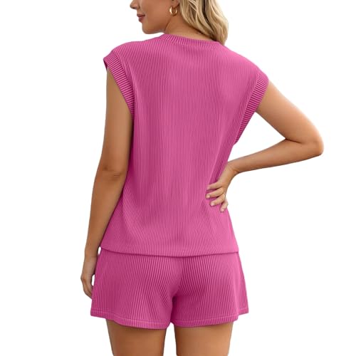Tenue sport femme : ensemble short côtelé deux pièces d'été décontracté