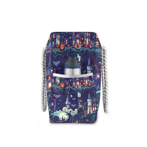 Women Large Beach Bag Halloween Castle Travel Tote Bags for Gym Sport Shoulder Bag3