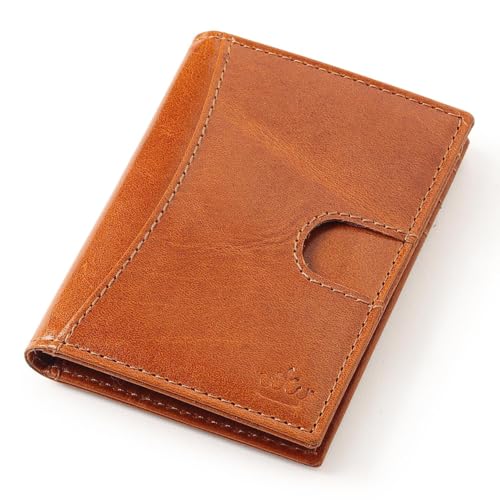 Image of Bifold Minimalist Leather Card Holder Wallet for Men & Women with 8 Card Slots & RFID Blocking
