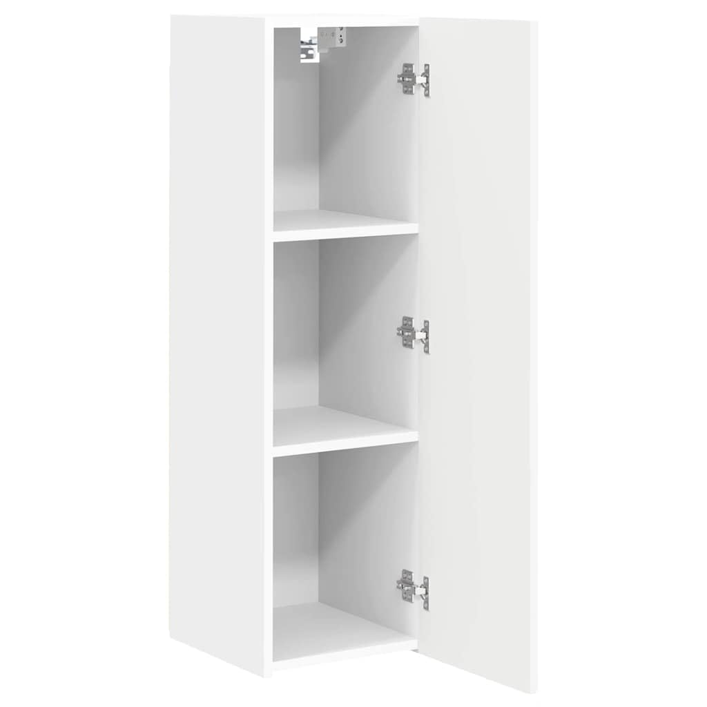 Mobile da parete per TV, in legno bianco, con 1 porta oscillante a 90°, 3 ripiani, 30 x 31 x 100 cm, moderna credenza per soggiorno e console multimediale per riporre oggetti e gestione dei