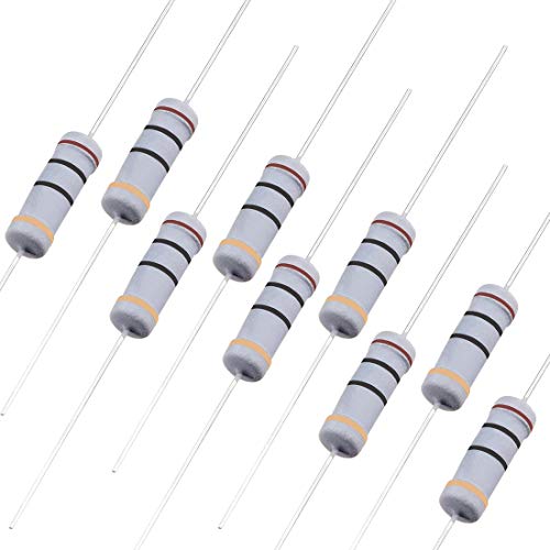 Image of sourcing map 50Pcs 10 Ohm Resistor, 2W 5% Tolerance Carbon Film Resistors, 4 Bands for DIY Electronic Projects and Experiments