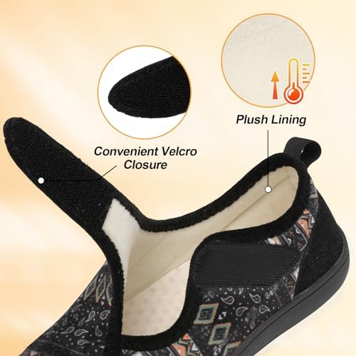 Womens Slippers Wide Diabetic Shoes Adjustable
