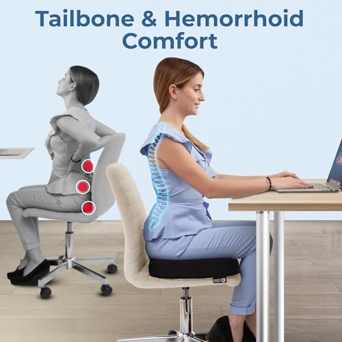 5 STARS UNITED Donut Cushion – Memory Foam Pillow for Sitting – Tailbone & Coccyx Support – Hemorrhoid-Friendly Ring Shape – Office Chair, Car, Desk & Wheelchair (Black, Large)