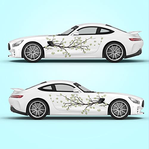 Image of 2PCS Cherry Blossom Car Livery, Japanese Theme Side Car Vinyl Livery, Universal Size, Large Vehicle Graphics, Car Livery (5)