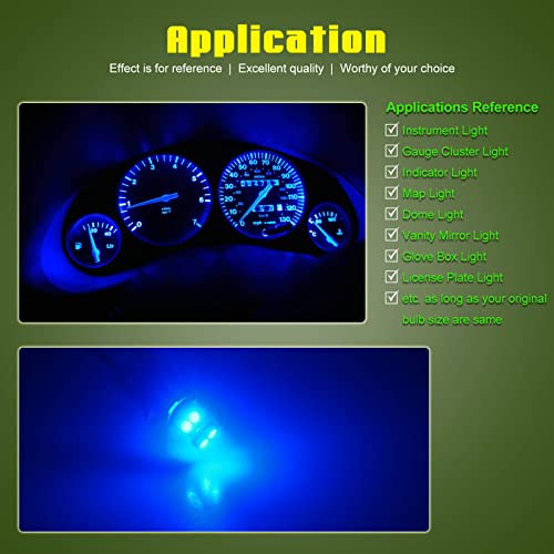 Dodofun 12V Deep Blue T10 Pc168 Pc175 Pc194 Pc194B Pc195 Pc160 Pc161 Pc195Na Instrument Cluster Light Led Bulb Replacement For Dashboard Dash Panel Gauge Indicator Lamp 158 168 194 2825 With Socket #TOP5