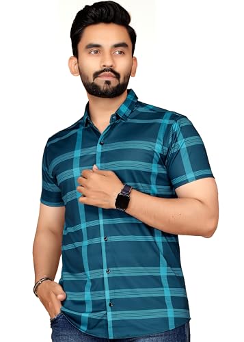 Image of FABRIPPLE Men's Printed Half Sleeve Shirt for Casual Wear | Stylish Geometric Pattern Slim Fit for Men | Summer Trendy Short Sleeve Shirt