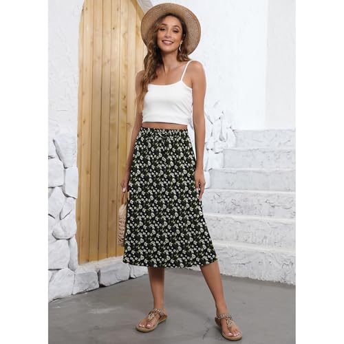Image of Witsmile Flowy Skirt Elastic High Waist A-Line Skirt with Pockets Bohemia Cover-up for Women 2026 Trendy(S-2XL)