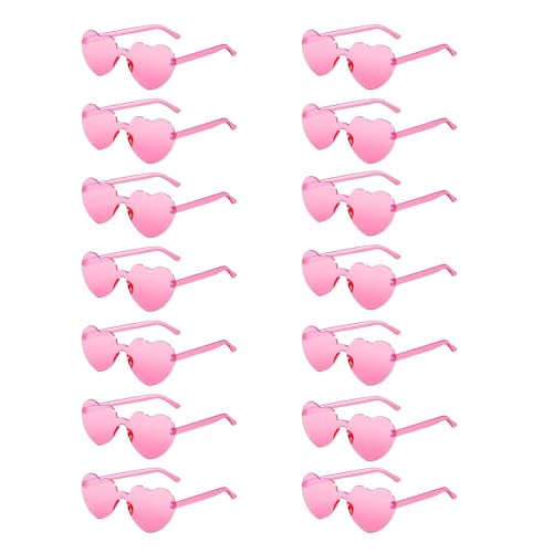 14 Pairs Heart Shaped Sunglasses for Women, Rimless Glasses, Frameless Love Glasses,Heart Sunglasses Party Favor
