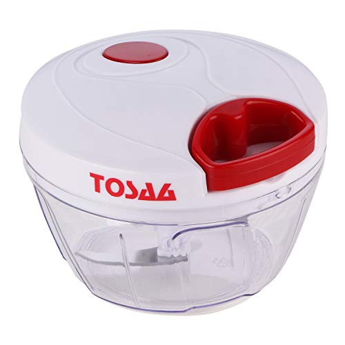 Image of Tosaa Vegetable Pull Chopper 450 ml with Bowl & 3 SS Spiral Blades (Color May Vary, Plastic)