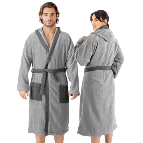 Terry Cotton Bath Robes - Unisex Bathrobe - Soft and Durable Adults Robe for Shower, Pool - Made of 100% Cotton