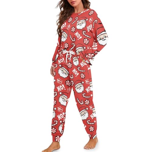 Image of Women's Pajamas Set Soft 2 Piece Loungewear Long Sleeve Pj Set Matching Sleepwear with Pockets for Women Plus Size