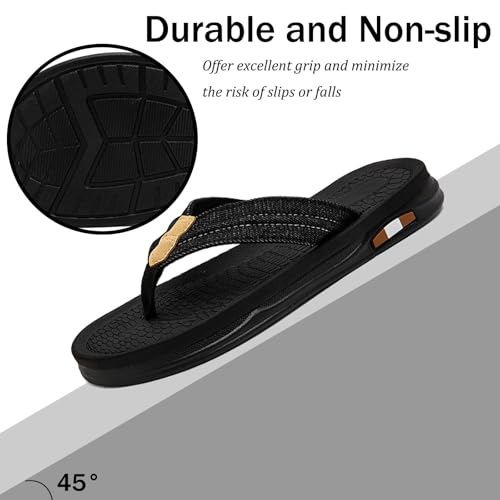 Image of Mens Flip Flops Thong Sandals Lightweight Comfortable Summer Beach Slides Soft Cushion Footbed Open Toe Slippers for Pool Showers Dorms Water Friendly Indoor and Outdoor