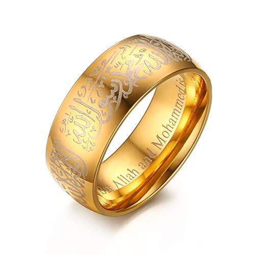 Rockyu アクセサリー リング ステンレス メンズ ゴールド 幅広 刻印 父の日 プレセント 男性 指輪 19