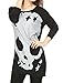 Allegra K Women's Long Sleeves Skull Stars Loose Tunic Shirt Black M (US 10)