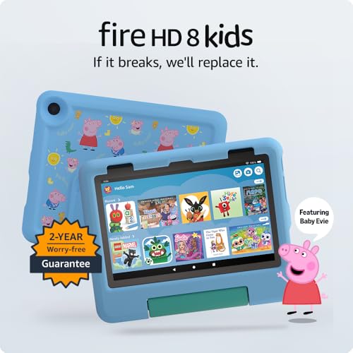 Amazon Fire HD 8 Kids tablet (Peppa Pig, limited edition), ages 3–7 | Includes ads-free books, games and videos, 8" HD screen, parental controls, 13-hr battery, 32 GB, Blue - Image 6