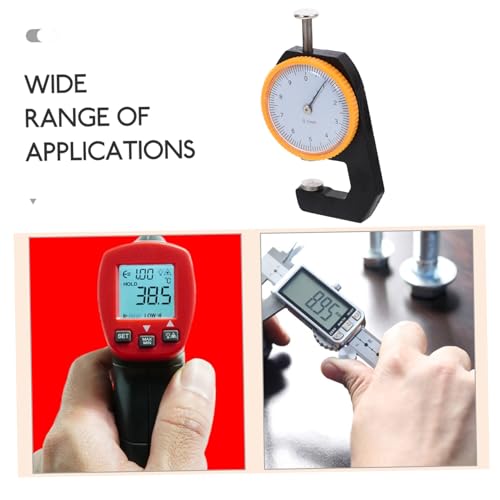Calibrador de grosor con dial de cabeza plana, prueba precisa en acero, herramienta compacta para medir cuero, tela y cartón 0-10 mm miniatura 3