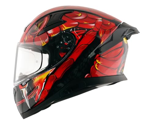 Image of Axor Apex Venomous ISI ECE DOT Certified Full Face Dual Visor Helmet for Men and Women with Pinlock Fitted Outer Clear Visor and Inner Smoke Sun Visor Black Red(XL)