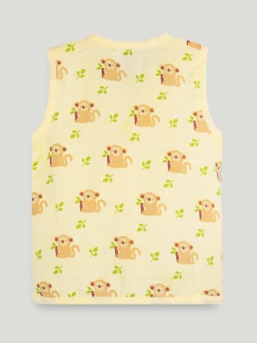 Image of Kidbea Bamboo Muslin Jhabla for Newborn Baby, V-Neck Sleeveless Button Jhabla Shirt, Soft Breathable Infant Kids Clothing for Summer Wear