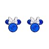 Disney Womens Minnie Mouse September Birthstone Stud Earrings - Minnie Mouse Jewelry - Faux Sapphire Earrings (September-Sapphire Crystal)