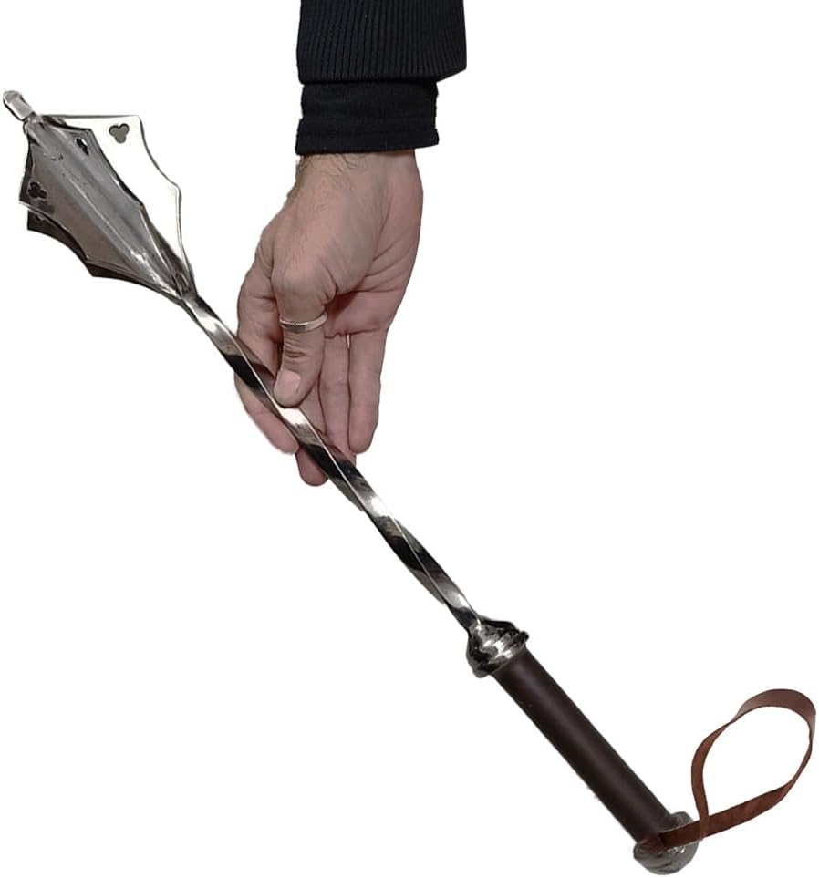 Medieval Mace Replica – Hand-Forged Steel with Leather Grip & Wrist Strap – Great for LARP, Cosplay, Training