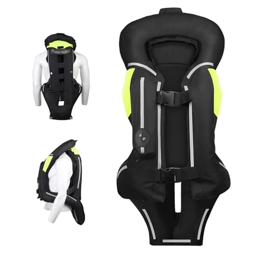 Chaleco De Ciclismo AnticaíDa (Se Infla En 0,3 S) + Espalda Plegable, Airbag Para Cuello Y Cola, Chaleco Airbag Para Motocross, Chaleco Para Moto O Chaqueta De CompeticióN,Black-S
