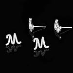 Initial Letter Earrings Shiny Small Dainty Statement Stud Earrings Personalized Earrings for Women Silver - Image 5