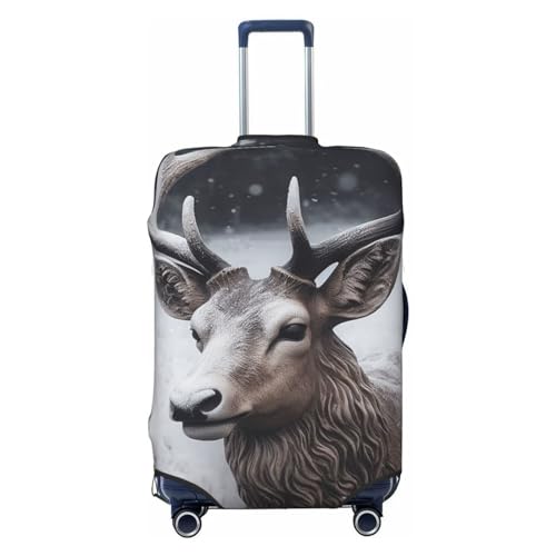 Luggage Cover Elastic Washable Suitcase Cover Dustproof Suitcase Protector Personalized Deer Head In The Snow Travel Luggage Baggage Covers For 18-32 Inch