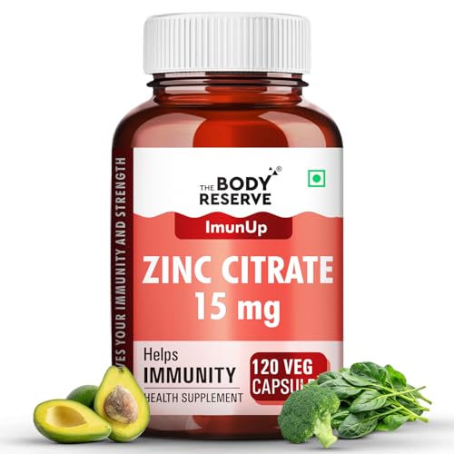 Image of The Body Reserve Zinc Citrate - High Absorption Zinc Supplement for women & men | Supports Immunity & Antioxidant Support, 120 Veg Capsules