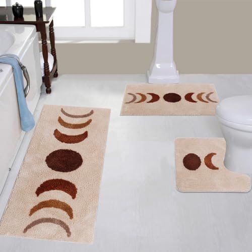 Texome Boho Bathroom Rugs Sets 3 Piece NonSlip Absorbent