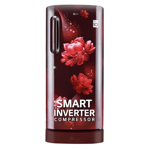 Image of LG 224 L 4 Star Direct-Cool Smart Inverter Compressor Single-Door Refrigerator (GL-D241ASCY, Scarlet Charm, Base stand with Drawer)