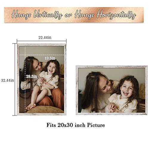 Frametory, 20X30 Poster Frame White Distressed Grain Style Frames For 30 By 20 Picture Or Photo - Wide Moulding Design With Acrylic Glass - Wall Display Hanging(2 Pack) #TOP4