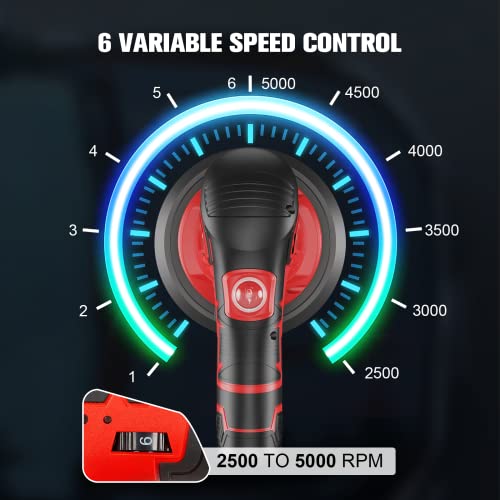 Cordless Car Buffer Polisher - With 2Pcs Batteries And Polishing Pads, Aiment 6 Inch Car Polisher For Car Detailing With 6 Variable Speed, 2500-5000Rpm Brushless Polisher For Waxing Paint Correction #TOP4