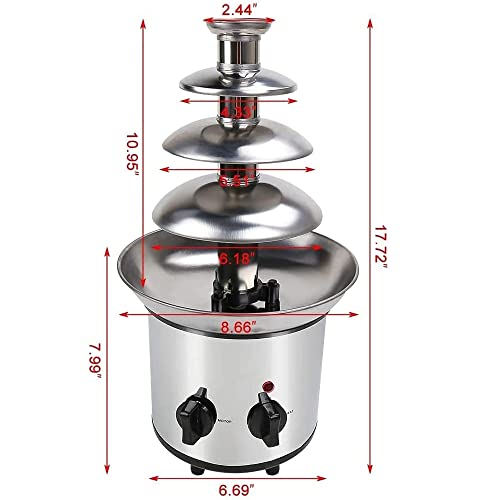 liliiy Schokoladenfontäne Schokobrunnen Groß 4 Etagen für Edelstahl Schokoladenbrunnen Elektrisch Party Hochzeit Früchte… – Bild 3