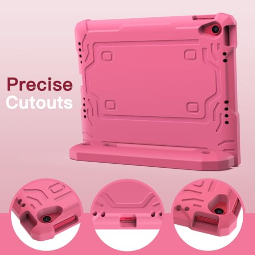 Image of JETech Kids Cover Case for iPad (A16) 11th /10th Generation (2025 /2022) with Built-in Screen Protector, Shockproof Full-Body Handle Stand Tablet Protective Cover (Pink)