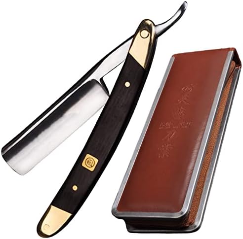 Straight Razor Kit,Best Straight Razor, Shave Ready Straight Edge Razor, Brush, Strop+Soap,Japanese Steel+Ebony Straight Razor for Men, Complete Straight Razor Shaving Kit, Great Gift