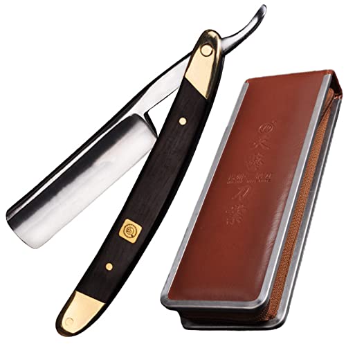 Straight Razor Kit,Best Straight Razor, Shave Ready Straight Edge Razor, Brush, Strop+Soap,Japanese Steel+Ebony Straight Razor For Men, Complete Straight Razor Shaving Kit, Great Gift #TOP1