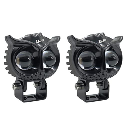 Image of Hjg Owl Fog Lights: 2-In-1 Spot & Flood + Laser Fog | Yellow & White Auxiliary | Bike /Car /Thar /Jeep | Pack Of 2 - Led