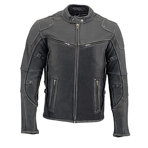 Image of Milwaukee Leather Men's Black Cowhide Quilted Pattern Scooter Style Racing Jacket MLM1545