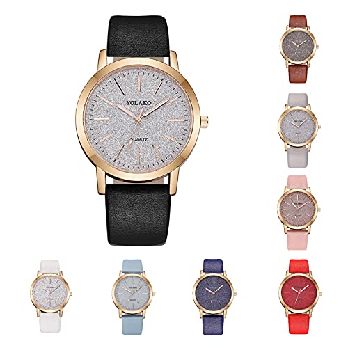 Montres Femmes Bracelet en Cuir Montres à Quartz de Luxe étanche Mode Montre-Bracelet créative pour Femmes Filles Dames La Remise des Diplômes Montre pour Dames Montre à Quartz d'affaires (A) Cover