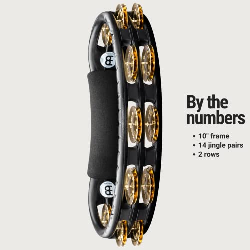 Meinl Percussion Traditional Synthetic Handheld Tambourine Musical Instrument For Recording Or Live — Not Made In China — Double Row Jingles, 2-Year Warranty (Tmt1B-Bk) #TOP5