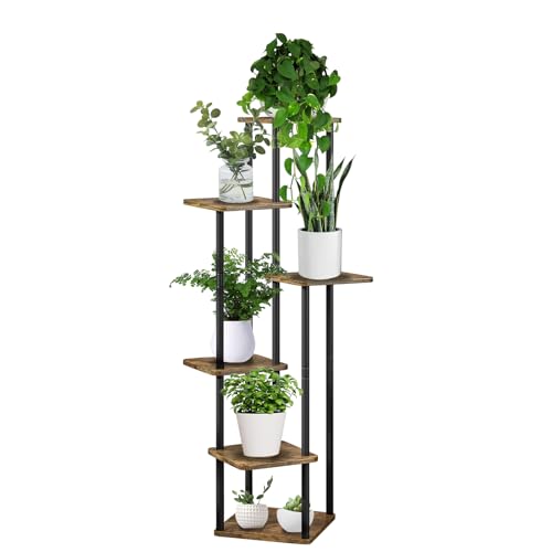 MUAEEOK Plant Stand 132CM 6 Tier Indoor Metal Flower Shelf for Multiple Plants Corner Tall Flower Holders for Patio Garden Living Room Balcony Bedroom (6 Tier-Black)