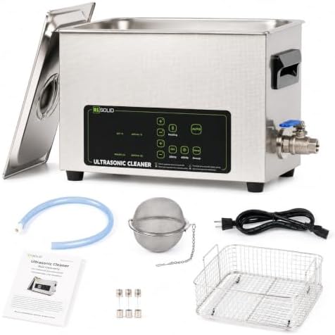 U.S. Solid 10L Ultrasonic Cleaner, 110V AC, 28/40kHz Dual-Frequency Digital Ultrasonic Cleaning Machine with Heater, Timer, and Degas Function