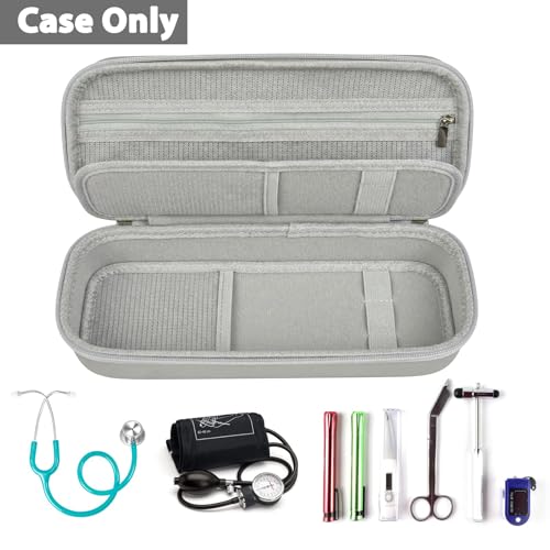 Image of Stethoscope Case Compatible with 3M Littmann Classic III /Lightweight II S.E /MDF Acoustica Deluxe Stethoscopes, Mesh Pocket for Blood Pressure Cuff and Other Accessories - Sliver White (Case Only)