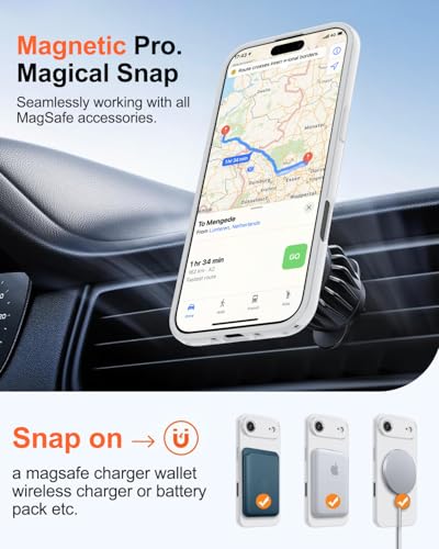 Image of Magnetic for iPhone Air Case,Shockproof Matte Cover,White | with Screen Protector,Compatible with MagSafe,Military Grade Drop Protection,Full Camera Protection,Non-Slip Design Case