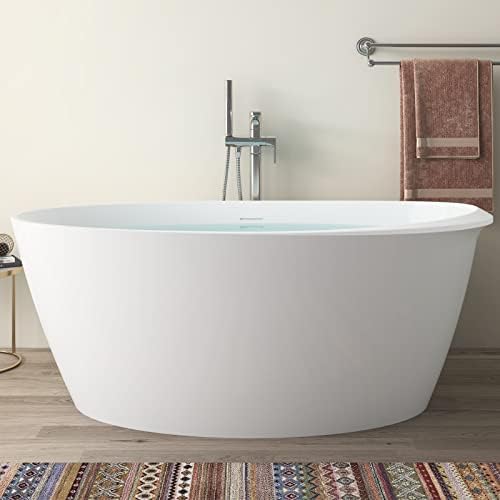 Mokleba 67" Acrylic Freestanding Bathtub, Elegant Skirted Free Standing Tub, Soaking Tub with Integrated Slotted Overflow, Toe-Tap Chrome Drain, cUPC Certified, Glossy White