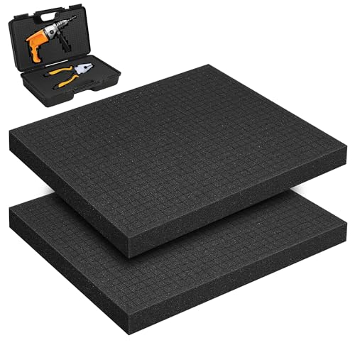 2PCS Pick and Pluck Foam 15.7 x 11.8 x 0.98in, High Density PU Customizable Foam Insert, Pick Apart Foam Insert, Pre Cubed Foam Sheet for Toolbox, Craft, Game Box