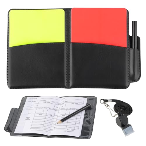 Windfromort Set da arbitro – carte da arbitro e set da sciri con fischietto in metallo e cordino da collo – carta rossa e gialla – taccuino con penna – per pallacanestro