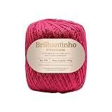 Atacadão das Linhas- Brilhantinho Premium 100% Poliéster 100g - Fio 4 - Linha com Brilho Extra para Crochê Similar a Linha Encanto (VERMELHO)