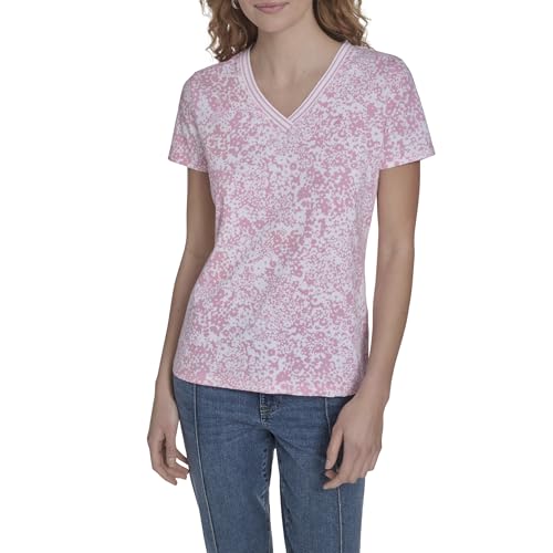 Image of Nautica Women's Solid V-Neck Short Sleeve T-Shirt Shirt